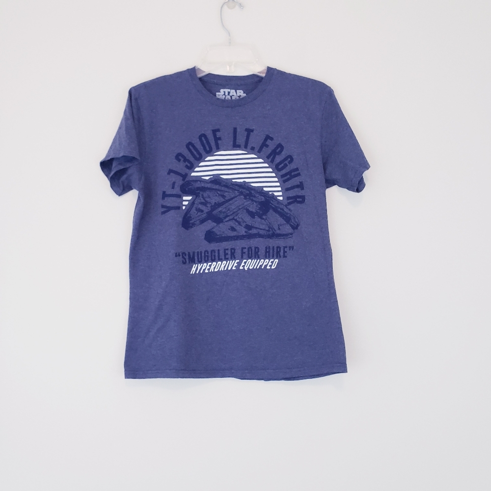 Star Wars Millennium Falcon T Shirt Blue Size Medium YT-1300 Lt Fighter Tee